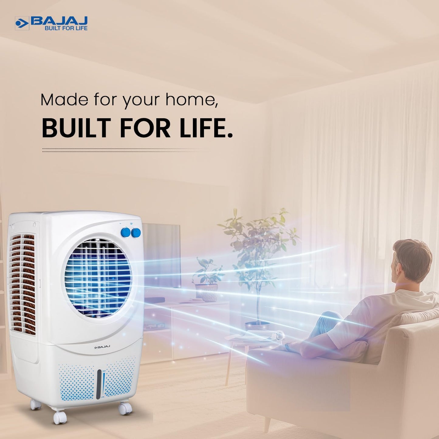 Bajaj PX97 Torque New 36L Personal Air Cooler For Home | High Speed Fan | 30Ft Powerful Air Throw | Inverter Compatible | Cooler For Room | 3 Yrs (1 Yr Standard + 2 Yrs Extended) Warranty【White】