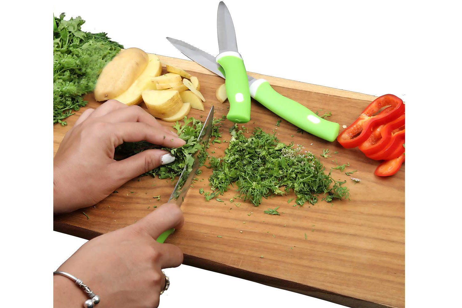 Stainless Steel Knife & Peeler Set with Stand - 6 Pcs - Springkart 