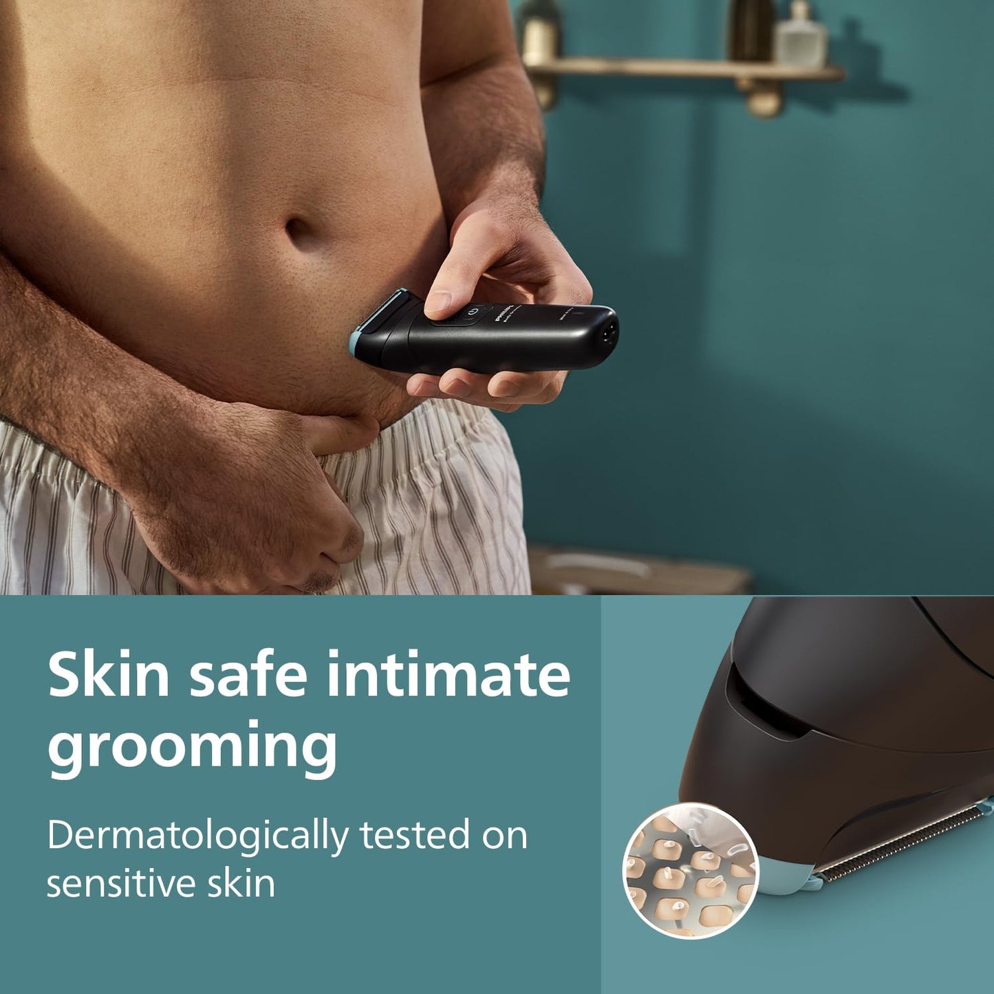 Philips Body & Balls Trimmer for Men Private Parts | Back Attachment | Clinically Tested on Sensitive Skin | Skin Safe Intimate Grooming | 100% Showerproof | 100min runtime | 5yrs* Warranty | BG5475