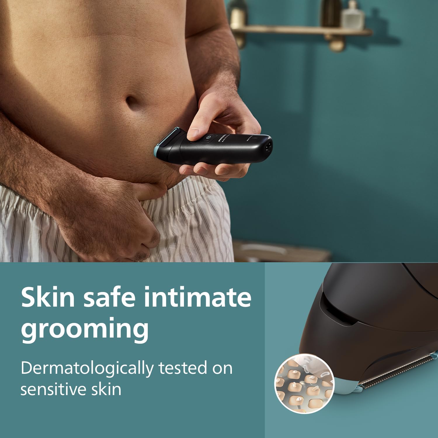 Philips Body & Balls Trimmer for Men Private Parts | Back Attachment | Clinically Tested on Sensitive Skin | Skin Safe Intimate Grooming | 100% Showerproof | 100min runtime | 5yrs* Warranty | BG5475
