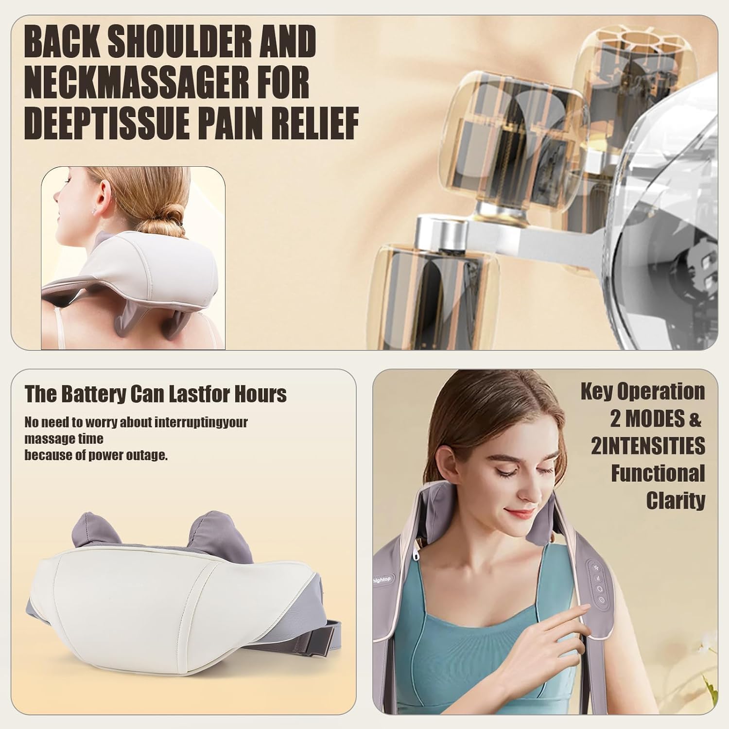 Sellastic Neck Massager for Cervical Pain Relief,Electric Deep Tissue Shiatsu with Infrared Heat Therapy 5D Kneading Massage Machine for Full Body Relax,Neck,Muscles,Back,Shoulder,Legs