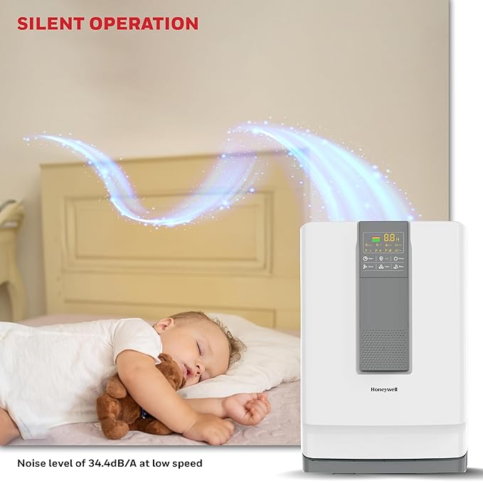 Honeywell Air Purifier For Home, 5 Stage Filtration, Covers 543 sq.ft, UV LED & Ionizer, Anti-Bacterial, Activated Carbon & H13 HEPA Filter, Removes 99.99% Pollutants & Micro Allergens - Air touch V4