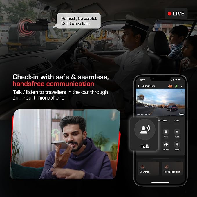Qubo Dashcam 4G Live by Hero Group [New Launch] | Remote Live View I GPS Tracking & Smart Alerts | 2K QHD | 140° FOV | Wi-Fi & App Control | Supports upto 1TB SD Card  | 1-Year Free Cloud Subscription
