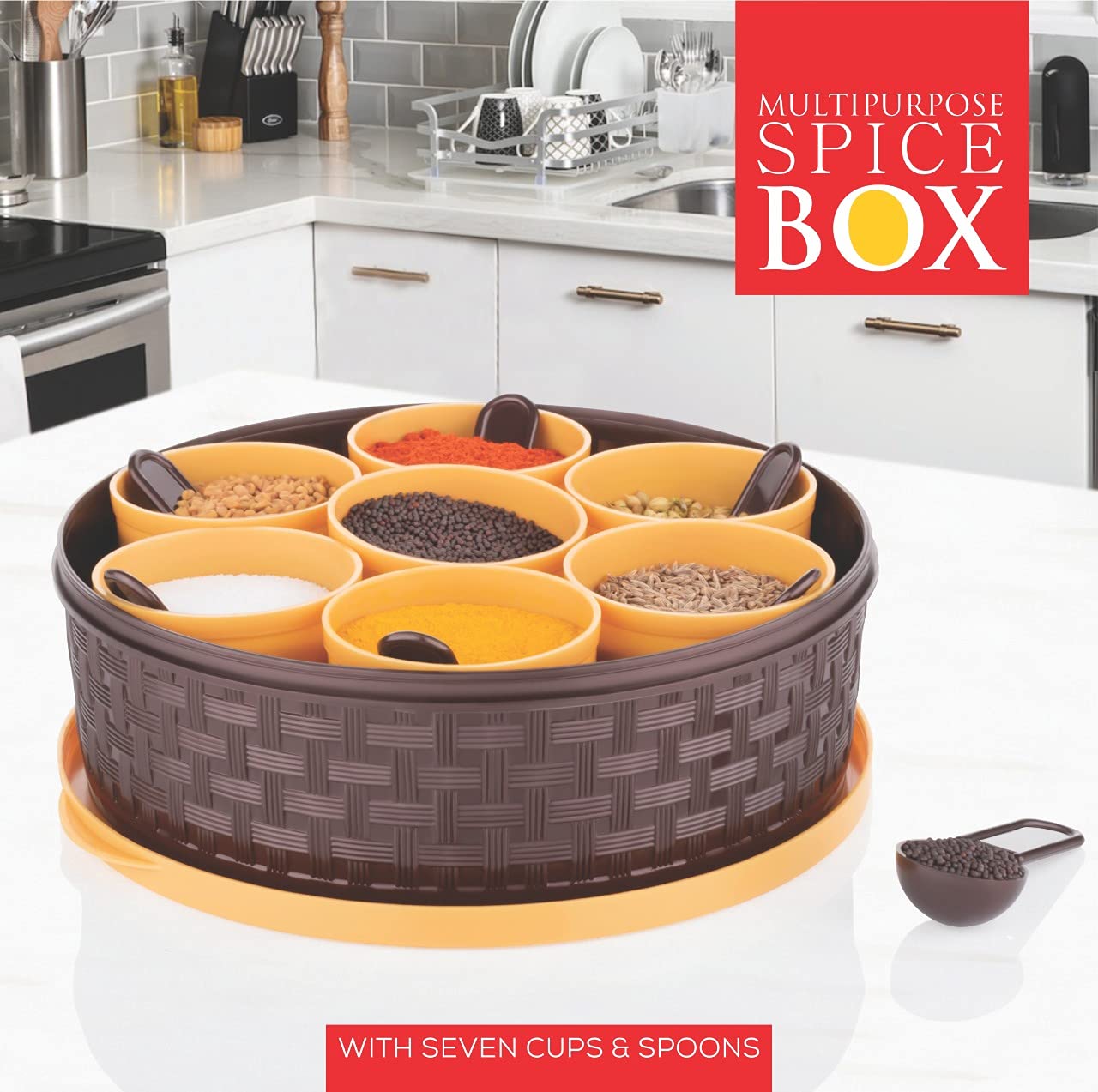 Round Plastic Masala Spice Box - Springkart 