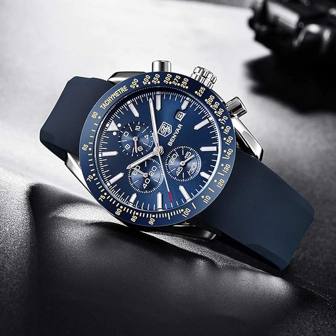 BENYAR Men's Luxury Chronograph Watch – Business, Casual | Quartz Movement with Date Display | Stylish Wristwatch | Gift for Men