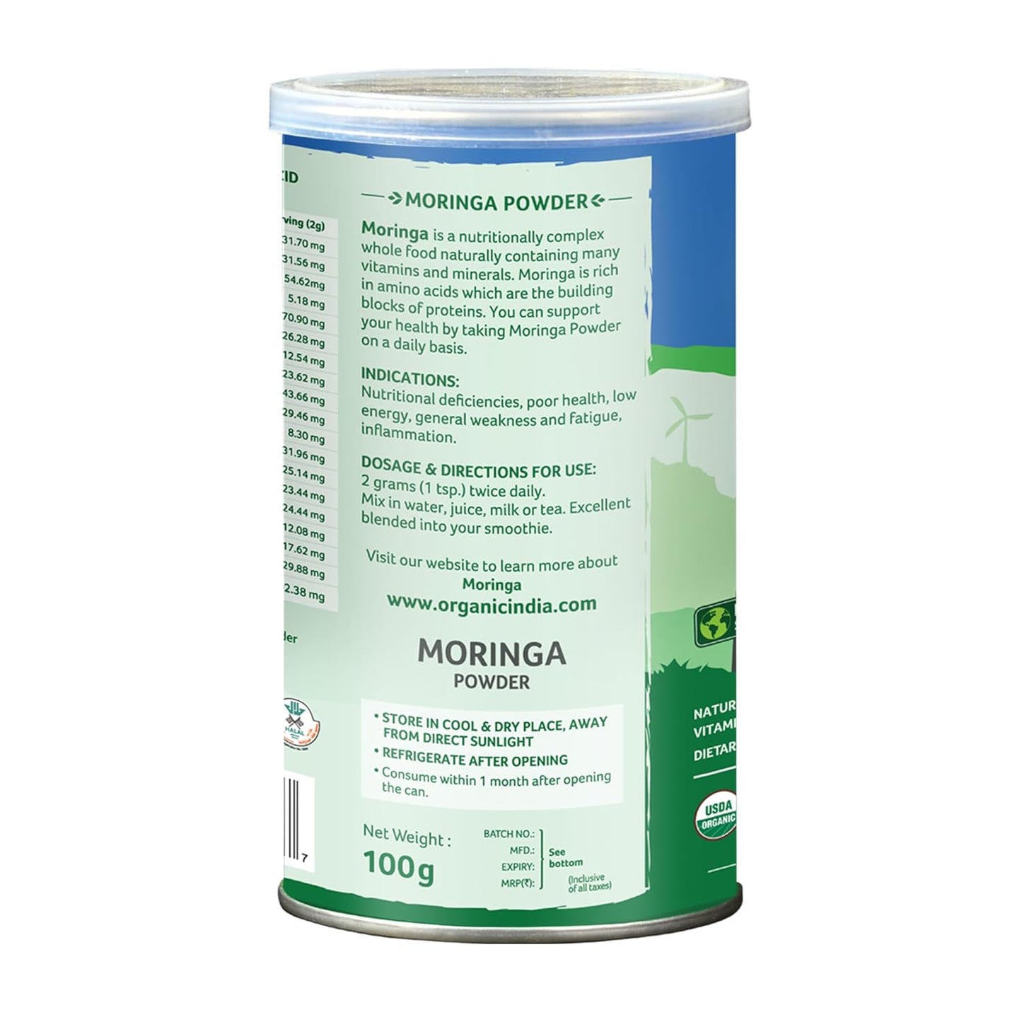 A TATA Product - Organic India Moringa Powder - 100g, Essential Nutrition Superfood, Helps Naturally Boost Energy Levels, Improves Stamina & Vitality, Rich In Vitamins & Minerals - Springkart 