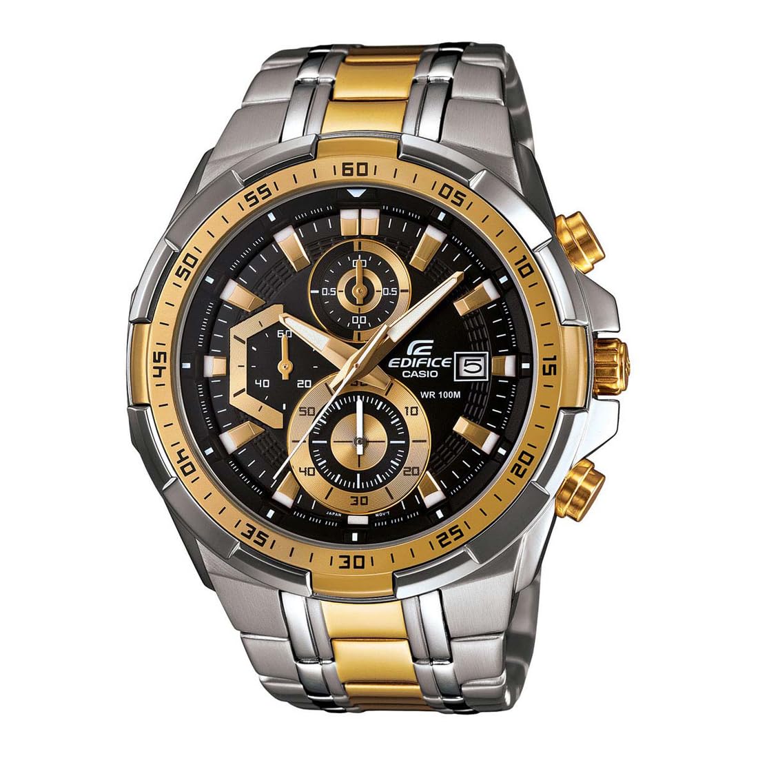 Casio Edifice EFR-539D-1AVUDF Analog Black Dial Men Watch Silver Metal Strap (EX191)