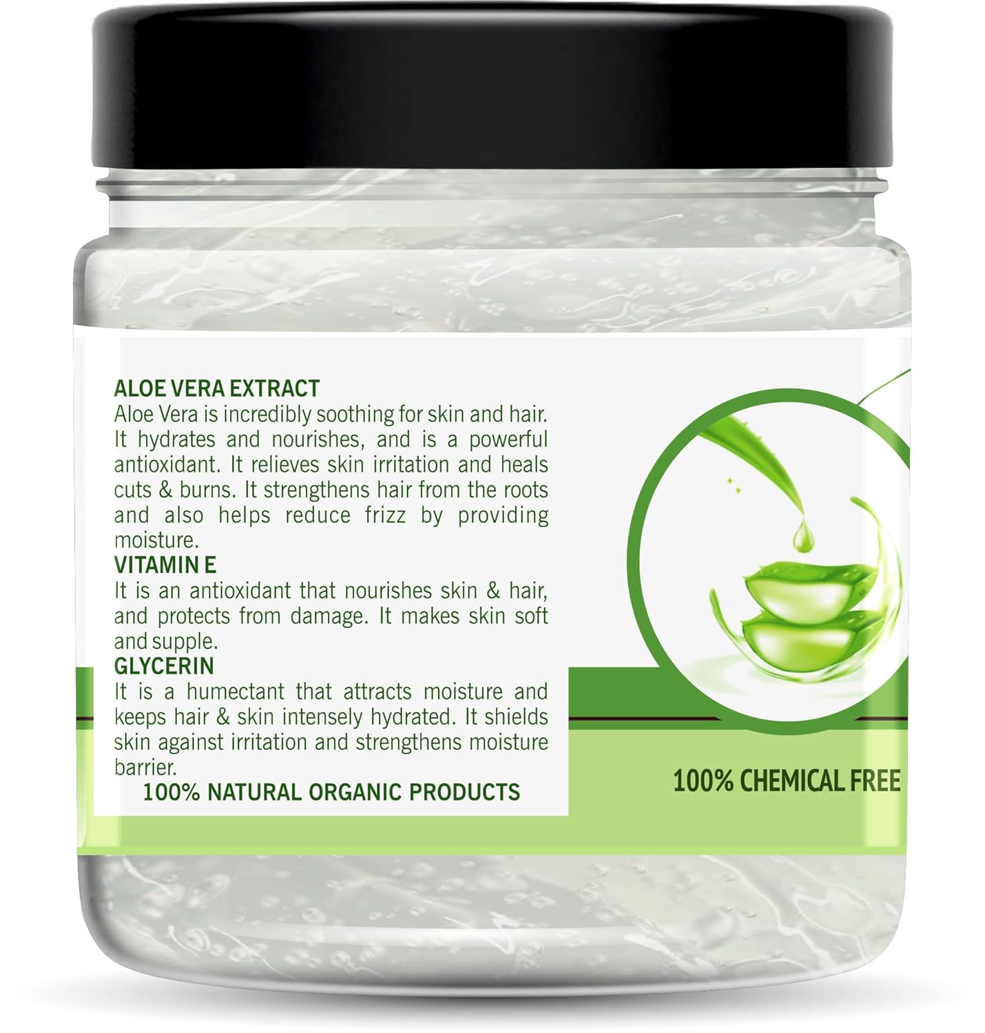 Organic 100% Aloe Vera Gel For Face, with Natural Aloe Vera & Vitamin E for Skin and Hair - 400g - Springkart 