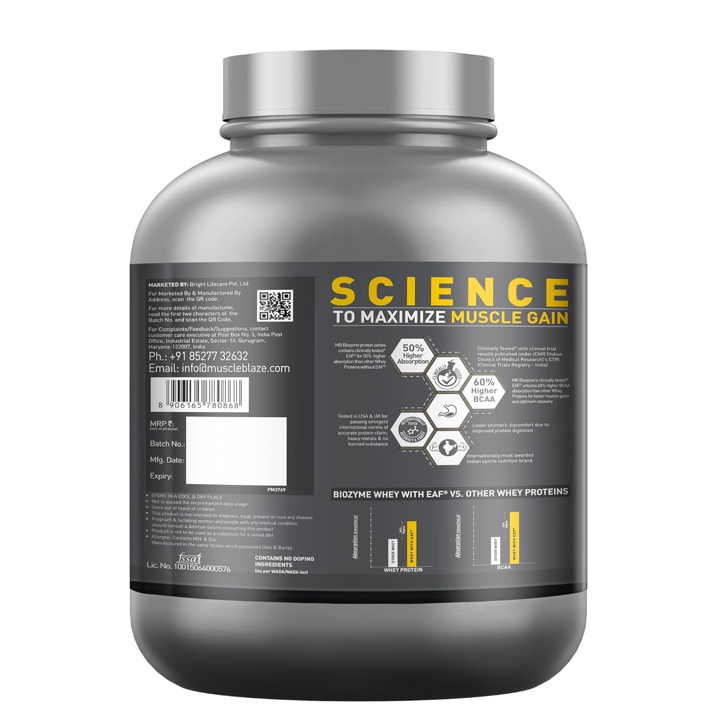 MuscleBlaze Biozyme Performance Whey Protein Powder, Chocolate Peanut Butter (2kg / 4.4lbs) | 25g Protein Per Scoop | Clinically Tested 50% Higher Protein Absorption