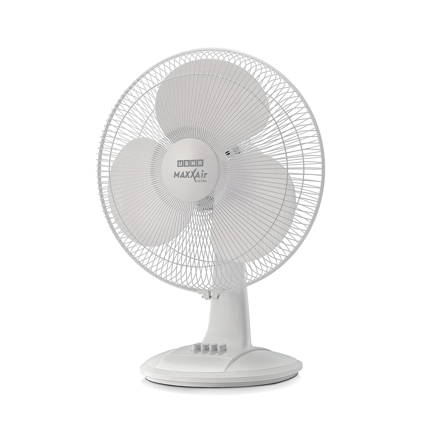 USHA Maxx Air Ultra Table Fan | 400MM Sweep Size | 1350 RPM | Aerodynamic Blade Design for High Air Delivery | Corrosion Protection with Plastic Blades | 3 Speed Settings | 100% Copper Motor | 2 Year Warranty | White