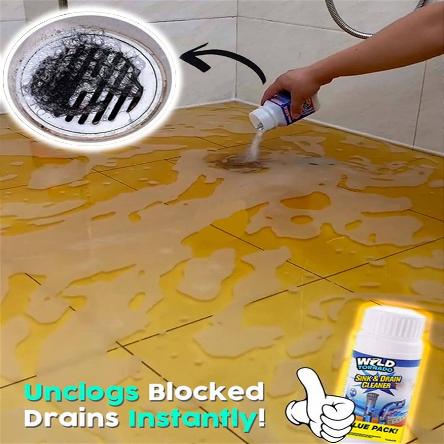 Powerful Sink and Drain Cleaner, Portable Powder Cleaning Tool Super Clog Remover Chemical Powder Agent for Kitchen Toilet Pipe Dredging (110 Gm) - Springkart 