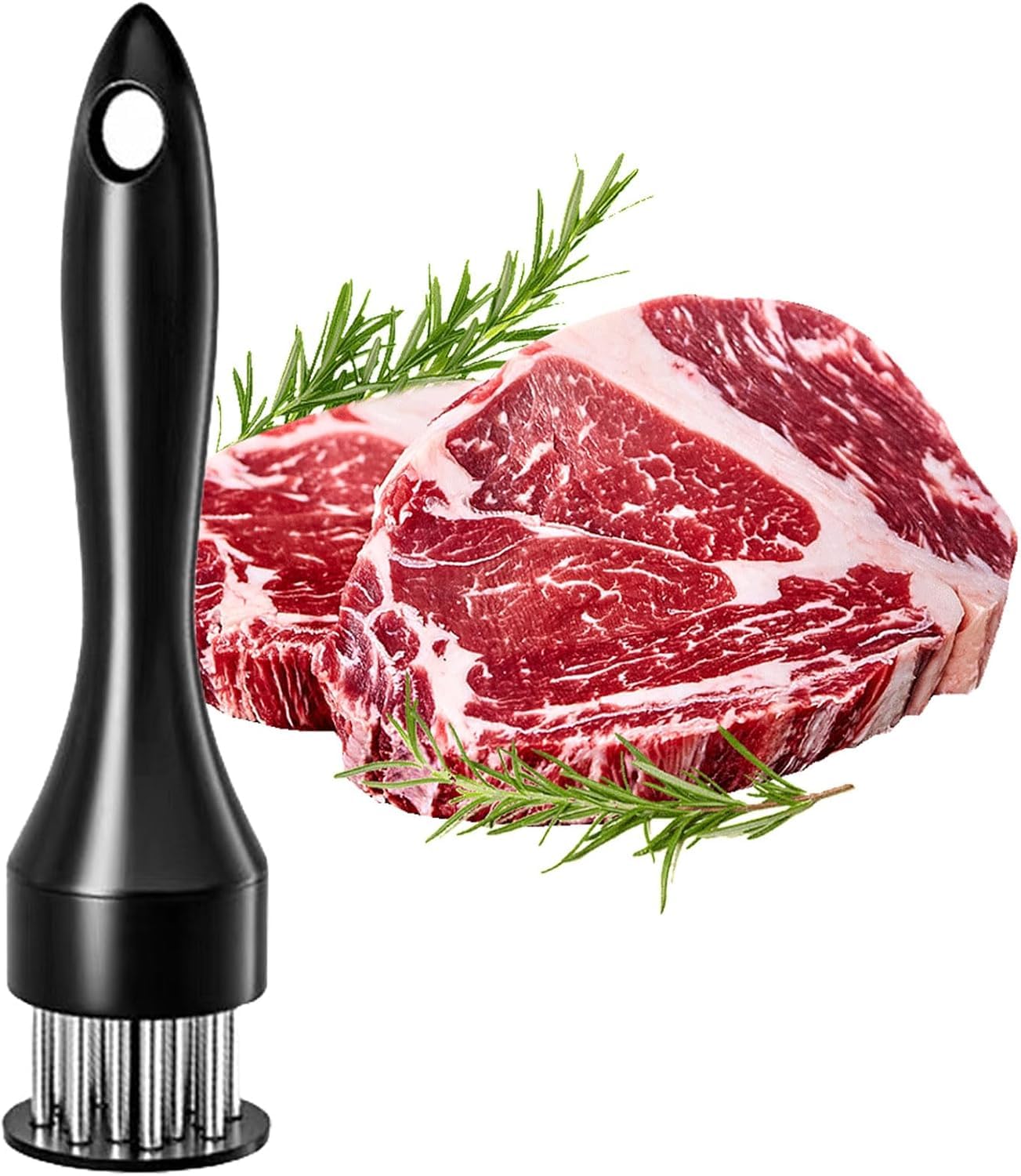 Trifecta Meat Tenderizer Tool Stainless Steel 21 Sturdy & Sharp Needle Meat Tenderizer Tool for Tenderizing Chicken Beef Steak and Pork (Black - 1)