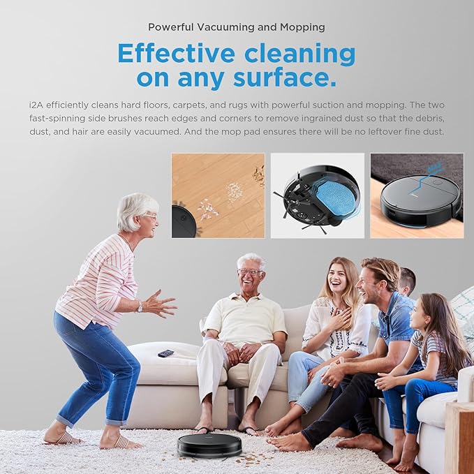 Midea I2A Robotic Vacuum Cleaner with Remote |Wet & Dry |BLDC Motor | 1200Pa Strong Suction | Anti Fall Function | Anti-Collision & Auto Return Charge Function