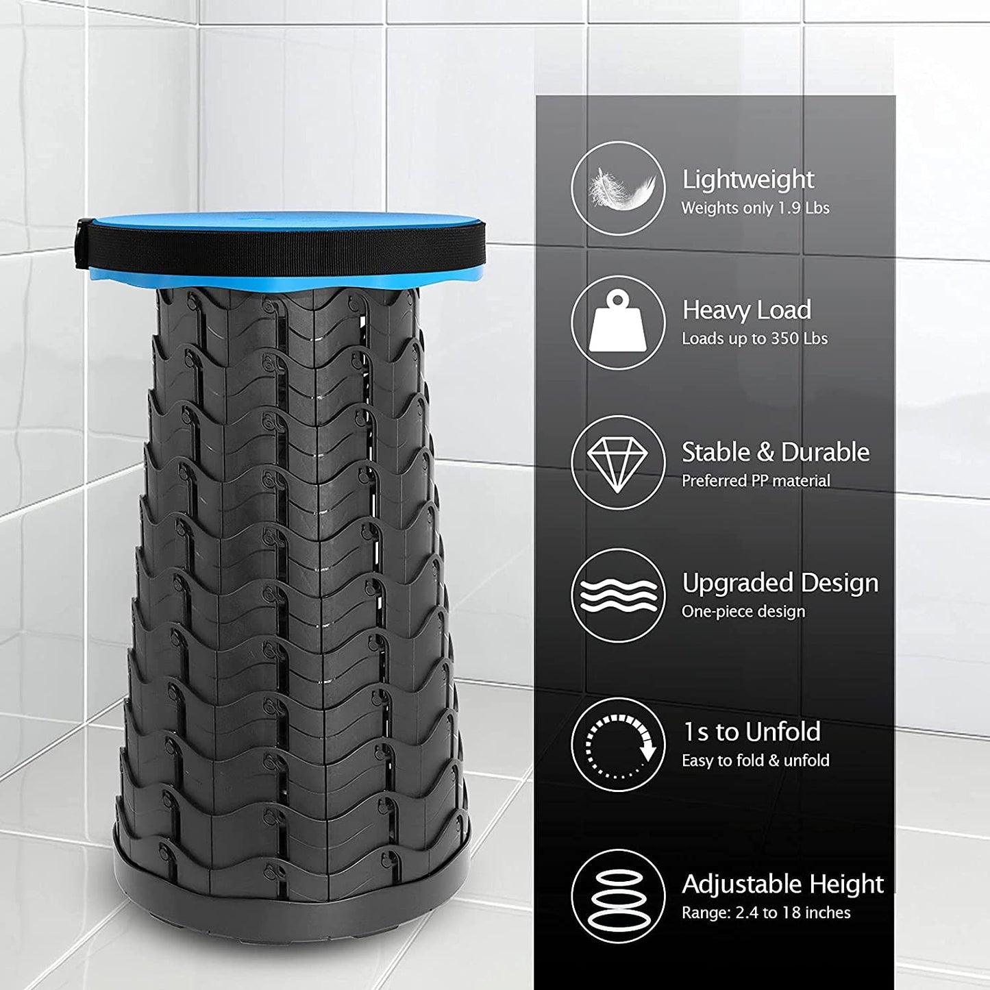 Foldable Height Adjusting Stool Space Saving Telescopic Stool (Mix Color) - Springkart 