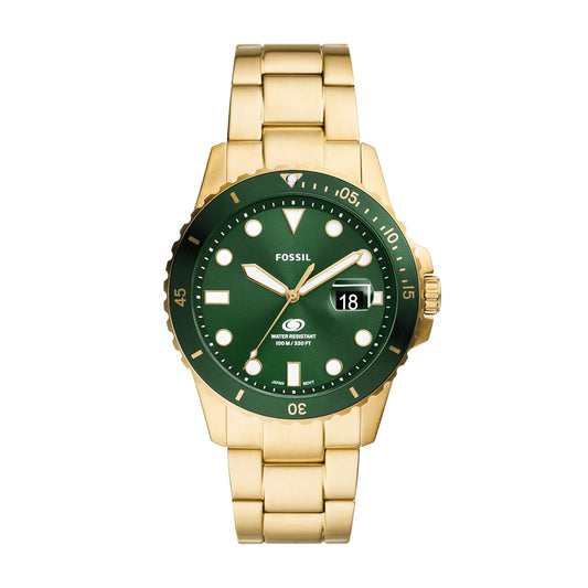Fossil Analog Green Dial Men's Stainless Steel Watch-FS6030