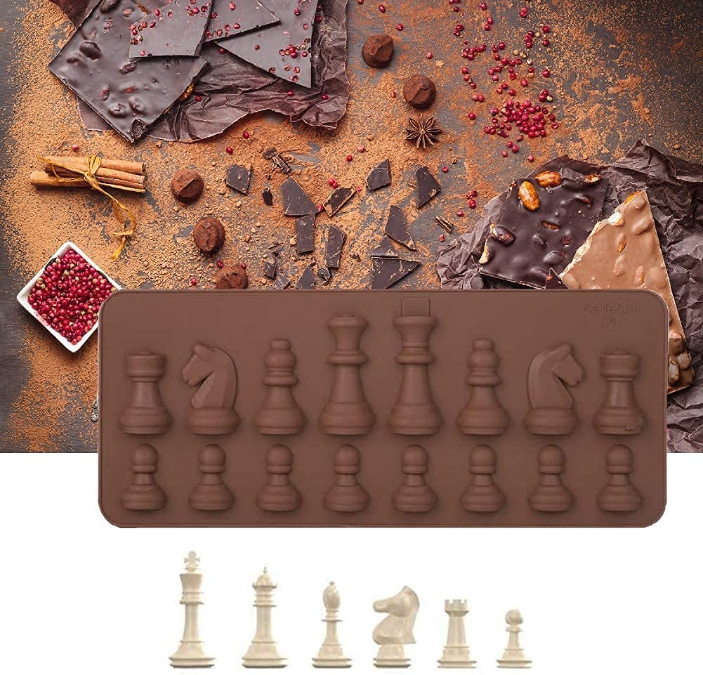 KARP Silicone Multi Chocolate Bar Mould/Chocolate Making And Shaping Mould/Love Mould Waffle Shape Chocolate Mould For Jelly, Candy, Fondant (Chess Shape Chocolate Mold), 10 CM - Springkart 