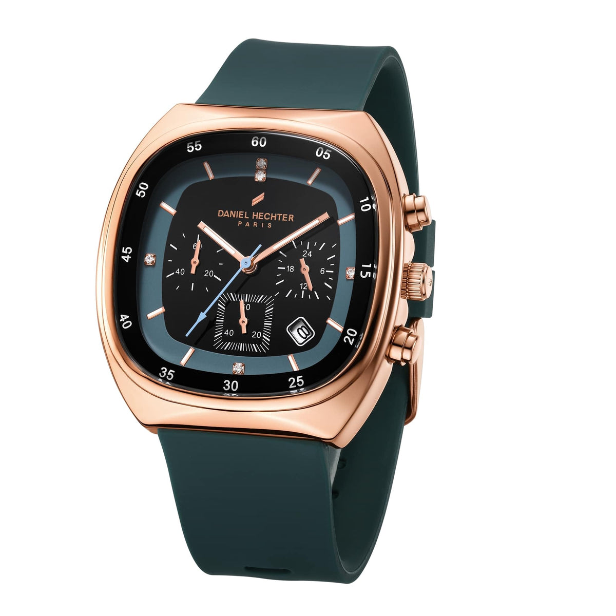 Daniel Hechter Paris Bercy Collection Modern Chronograph Watch for Men with Square Dial and Silicon Band-DHM1001