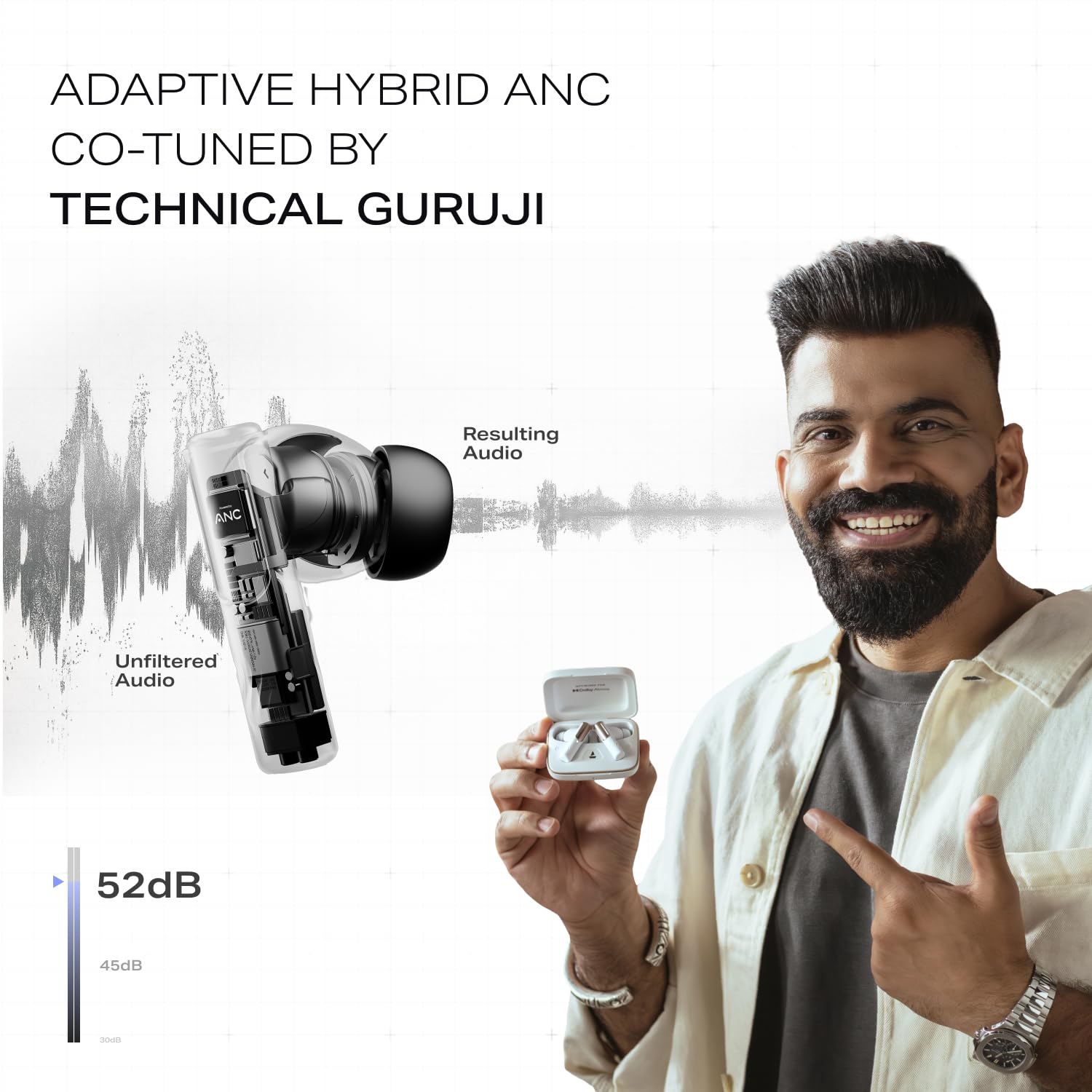 boAt Nirvana Ivy Pro (2025 Launch), Dolby Atmos w/Head Tracking, 52dB Hybrid Adaptive ANC,Hi-Res LDAC, Titanium Dual Drivers, Bluetooth Earbuds, TWS Ear Buds Wireless Earphones w/mic (Crystal Black)