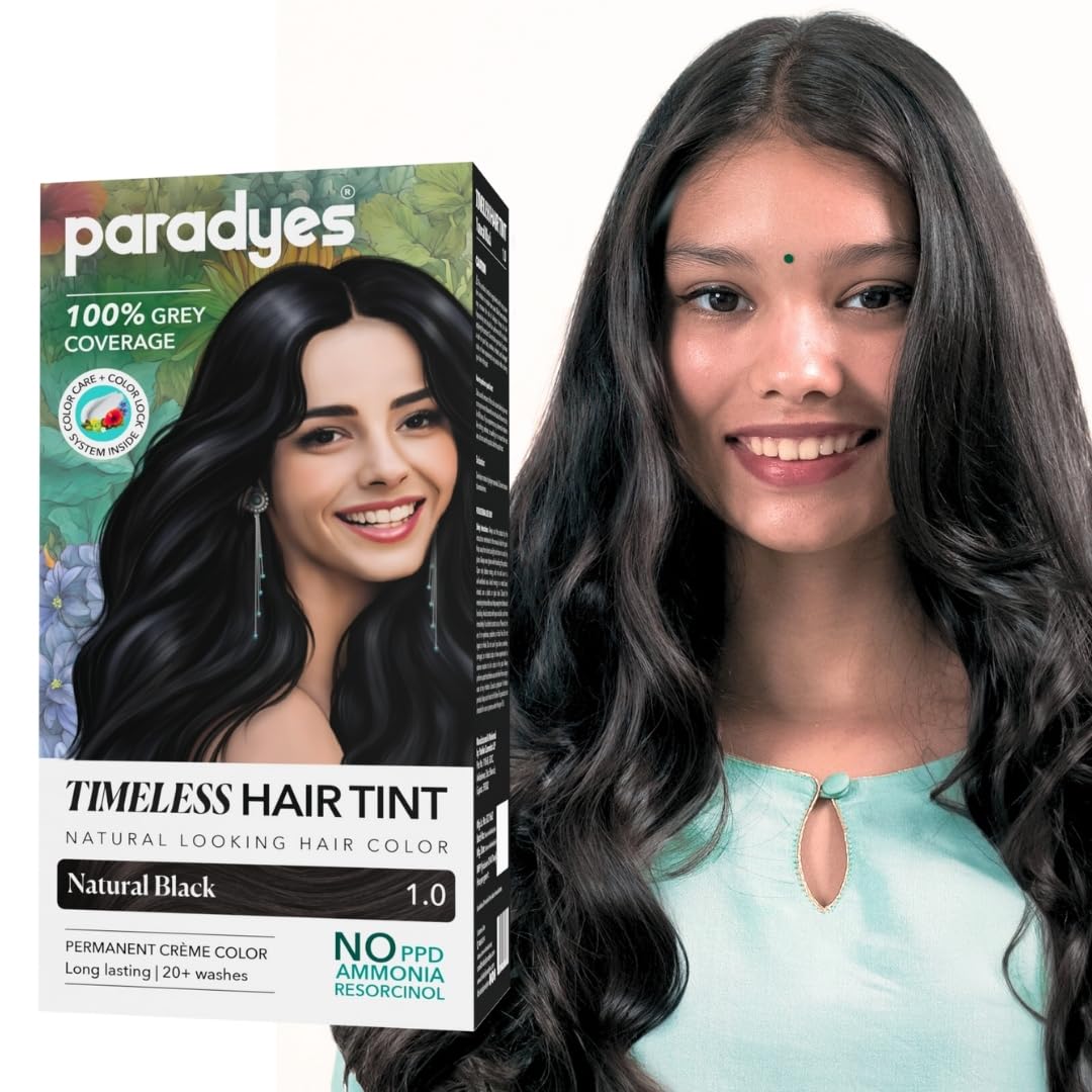 Paradyes Black Cherry Timeless Hair Tint, Permanent Crème Hair Colour for Natural-Looking Results, Complete Grey Coverage, Long-Lasting Formula Free from PPD, Ammonia, & Resorcinol, 3.6 Black Cherry