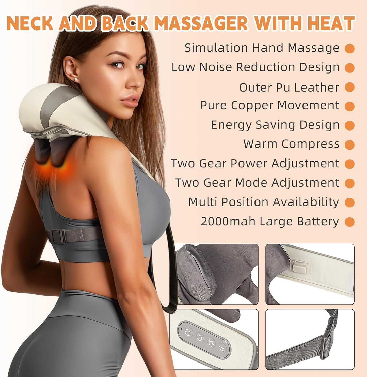 Sellastic Neck Massager for Cervical Pain Relief,Electric Deep Tissue Shiatsu with Infrared Heat Therapy 5D Kneading Massage Machine for Full Body Relax,Neck,Muscles,Back,Shoulder,Legs