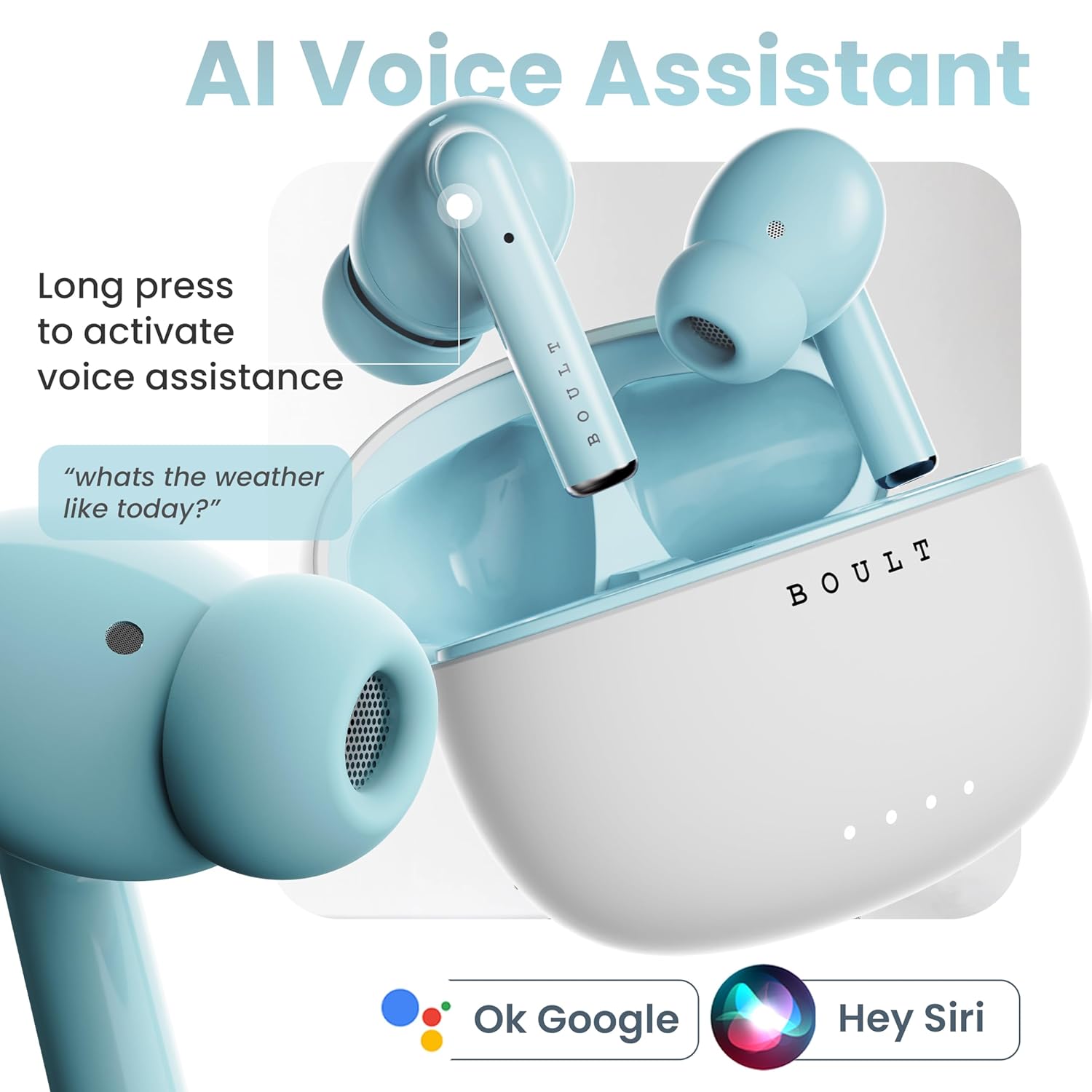 Boult Audio W20 Truly Wireless in Ear Earbuds with 40H Playtime, Zen™ ENC Mic, 45ms Low Latency, 13mm Bass Drivers, Type-C Fast Charging, Made in India, Touch Control, IPX5 ear buds TWS (Glacier Blue) - Springkart 