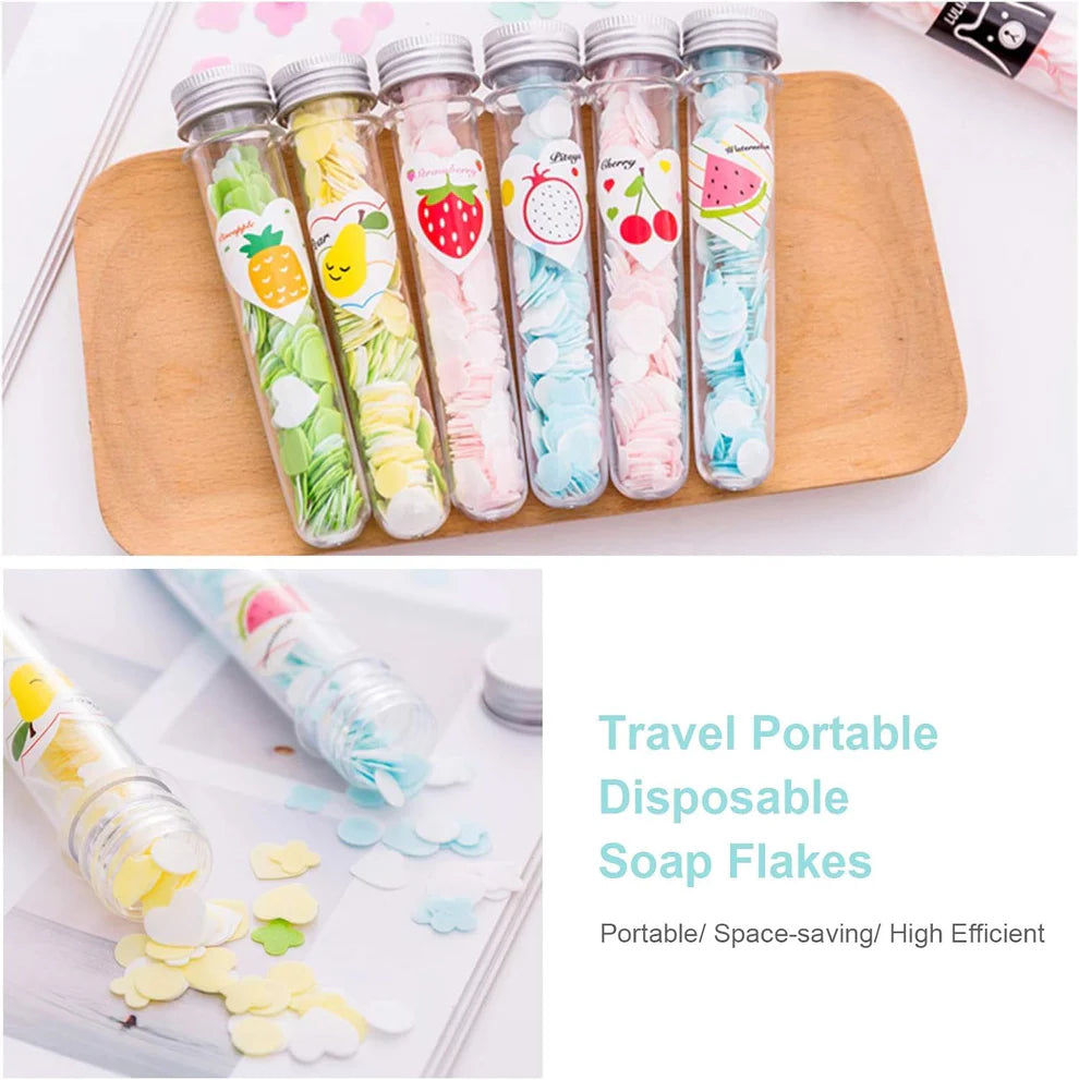 2 Pcs Portable Disposable Paper Soap Round Heart-shaped Mini Slice Sheets for Outdoor Washing Cleaning Hand Travel Camping Hiking (Random Color) - Springkart 