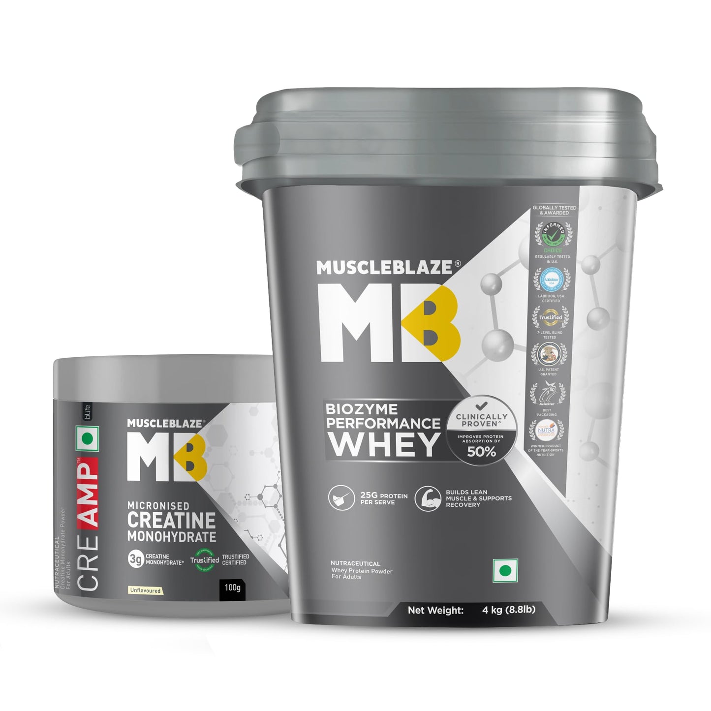 MuscleBlaze Biozyme Performance Whey Protein Powder, 1kg (2.2lbs) | Magical Mango | 25g Protein Per Scoop | Clinically Tested 50% Higher Protein Absorption