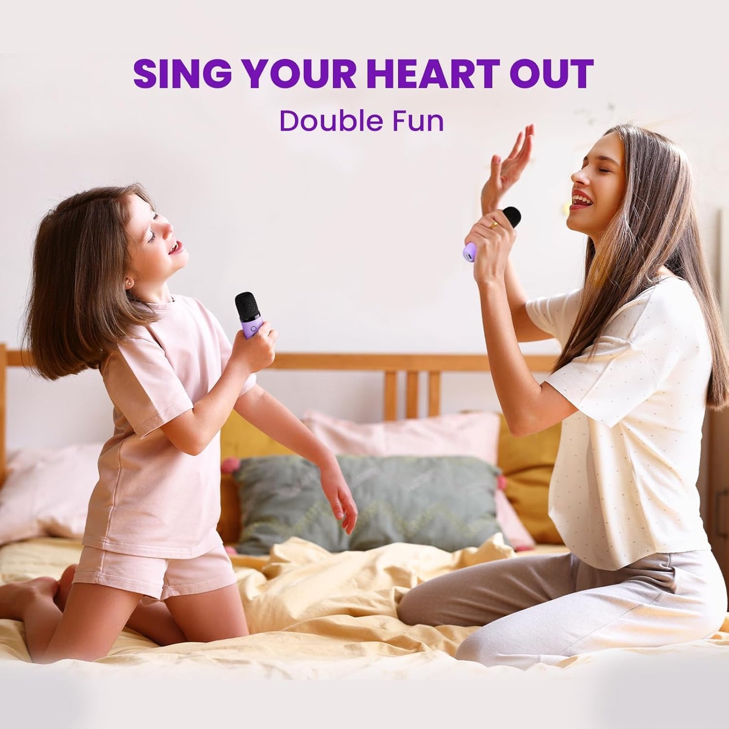 Kidara™ 2025 New Karaoke Machine for Kids with 2 Two Wireless Mics 4-12 Years Toys Gifts for Girls Boys Ages 4, 5, 6, 7, 8, 9, 10, 12 +Year Birthday Double Mic (Multicolor) - Springkart 