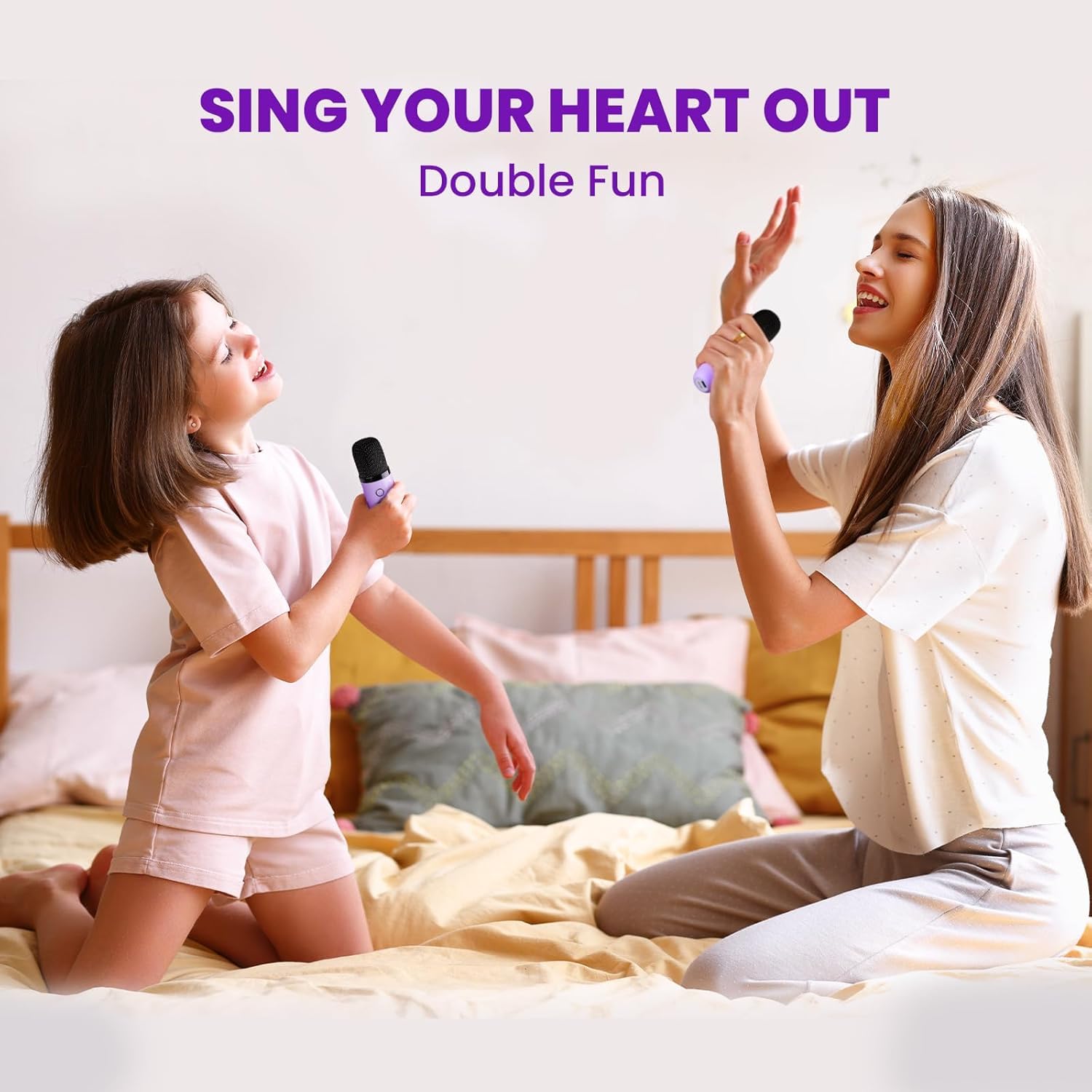 Kidara™ 2025 New Karaoke Machine for Kids with 2 Two Wireless Mics 4-12 Years Toys Gifts for Girls Boys Ages 4, 5, 6, 7, 8, 9, 10, 12 +Year Birthday Double Mic (Multicolor) - Springkart 