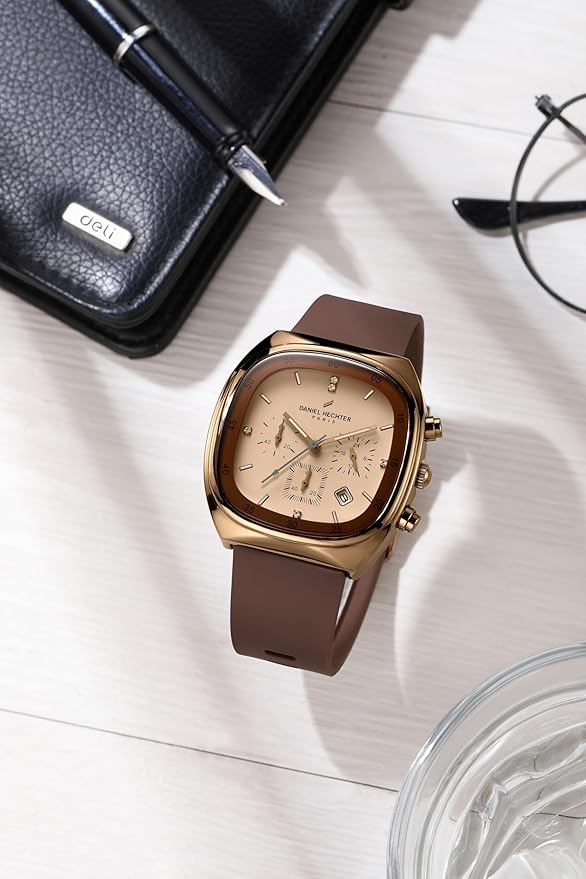 Daniel Hechter Paris Bercy Collection Modern Multi Functional Watch for Men with Square Dial and Silicon Band-DHM1001