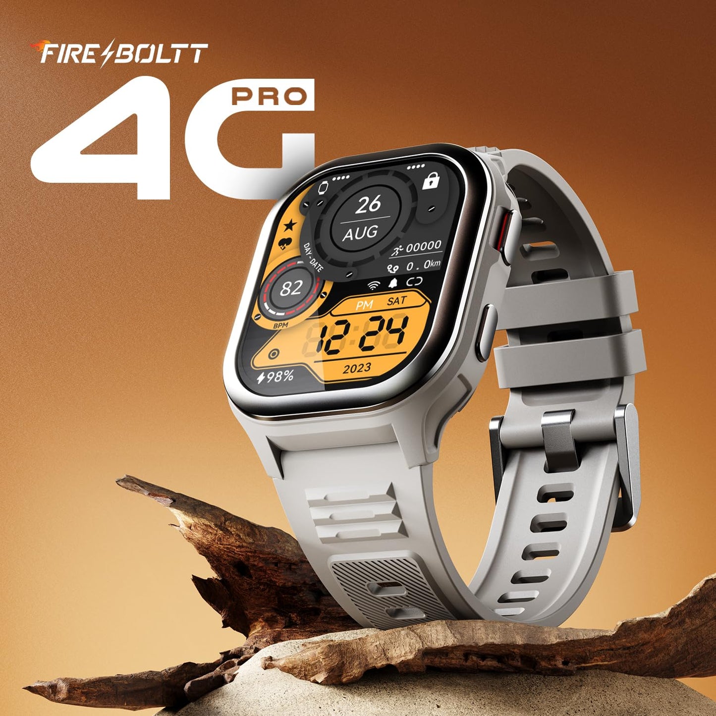 Fire-Boltt 4G Pro Volte Calling Smart Watch- 2.02” TFT Display, 4G Nano-SIM GPS, Health Suite, Sports Modes, 400mAh Battery (Gray) - Springkart 