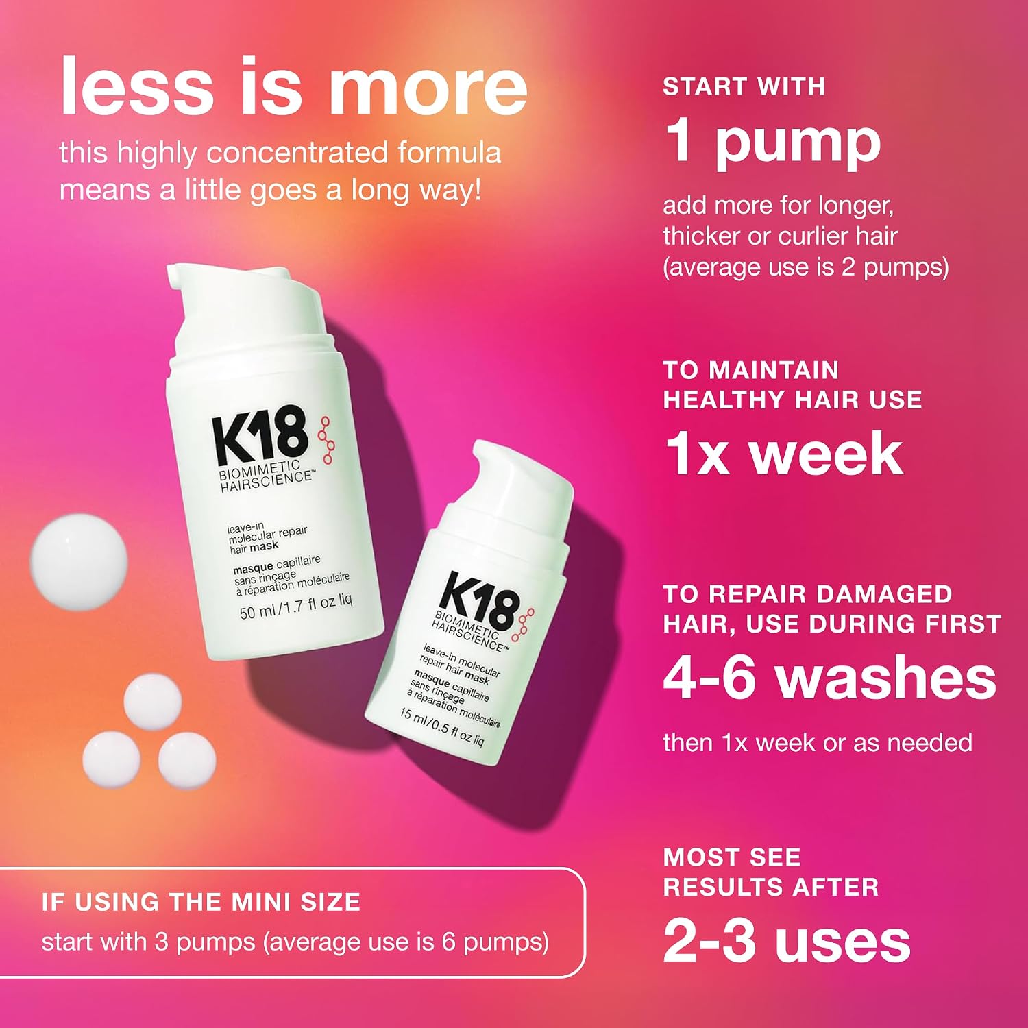 K18 Leave-In Repair Hair Mask, 15ml