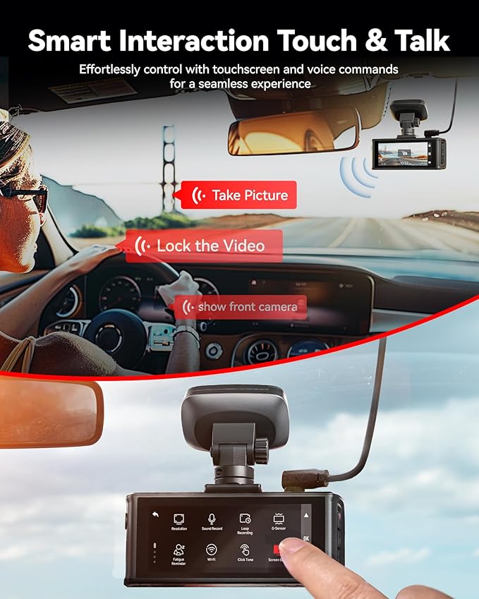 REDTIGER F7N Elite 4K HDR Dual Dash Cam Front & Rear, Sony STARVIS 2 Sensor, 5.8GHz WiFi APP, Built-in 128GB, 3.18" Touchscreen, Voice Control, GPS, 24H Parking Mode, WDR