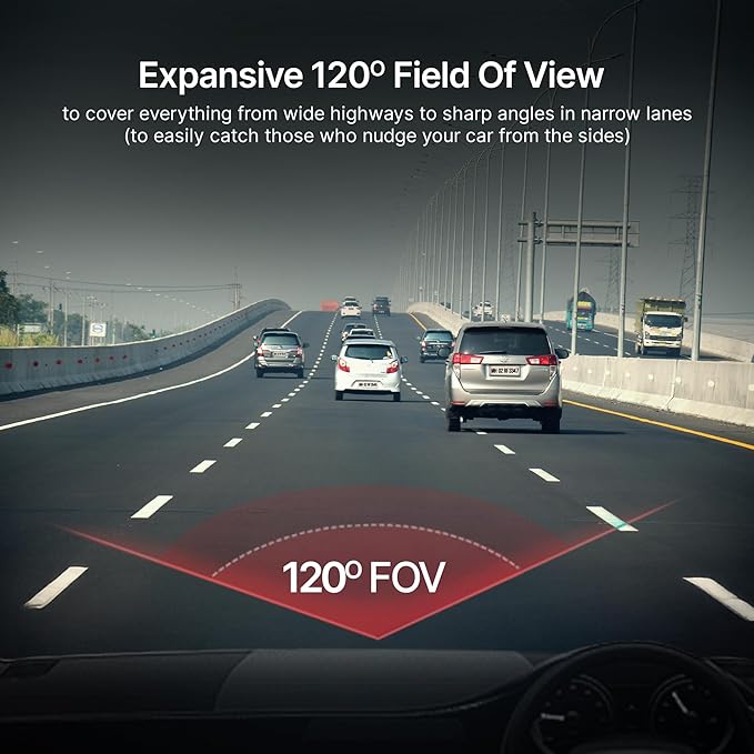 Qubo Car Dashcam Pro X by Hero Group | 3MP 1296P FHD+ Camera | NightPulse Vision | Wide-Angle FOV | Supercapacitor | Built-in Wi-Fi, Mic | App Control | G-Sensor | Up to 1TB Storage| (Space Grey)