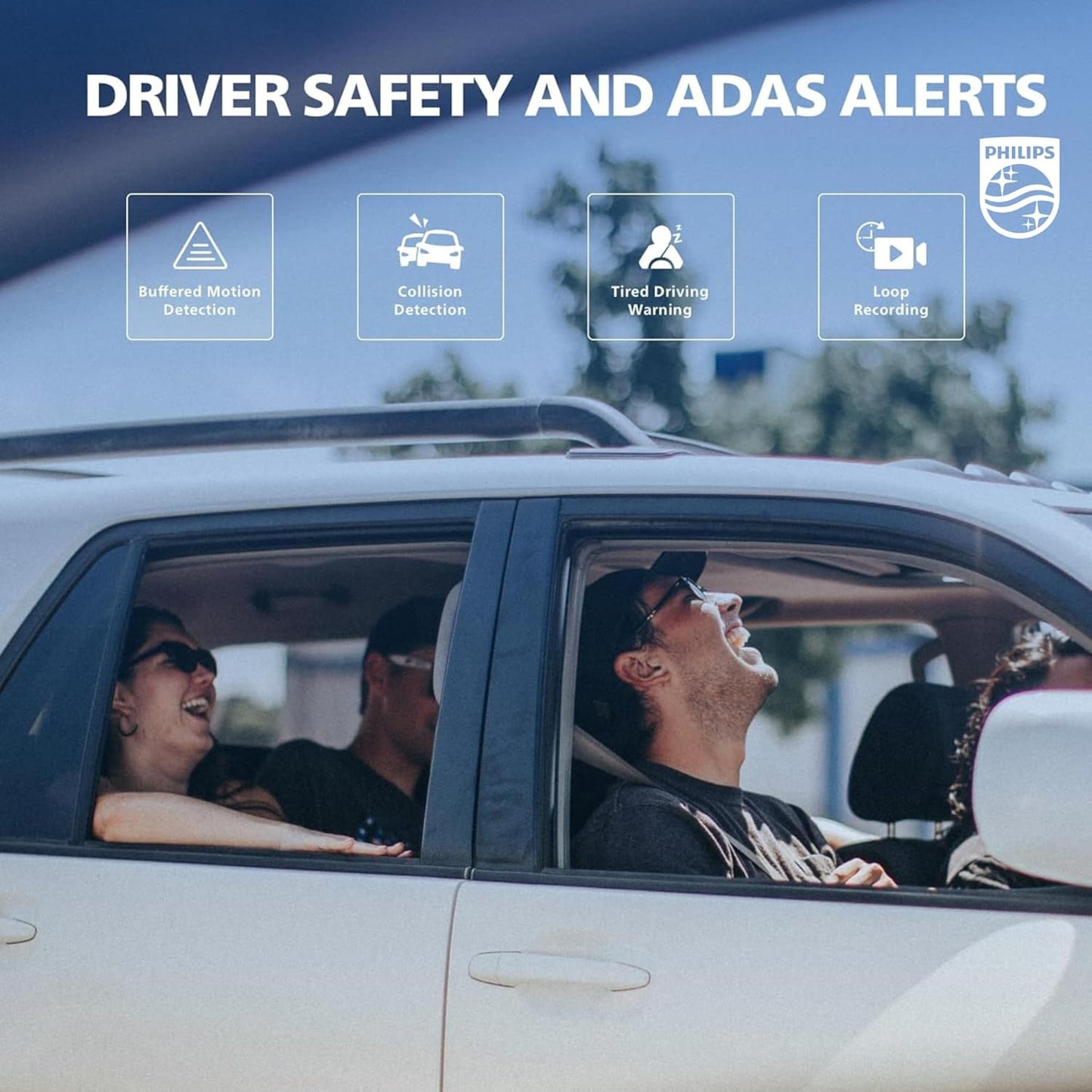 Philips GoSure 5101 Dash Cam for Car | 2K QHD 1600p Sony STARVIS IMX335 | 135° Wide Angle | Night Vision | G-Sensor | Loop Recording | Wi-Fi App | Car Camera Recorder