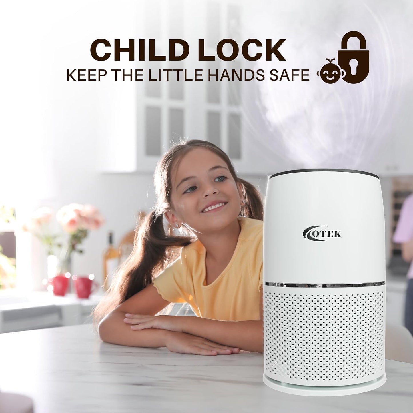 OTEK 330A Smart Air Purifier for Home & Office | HEPA H13 & Activated Carbon Filter | UV-C Sterilization | Real-Time AQI Display | Removes 99.9% Dust, Smoke & Allergens | 280 sq.ft