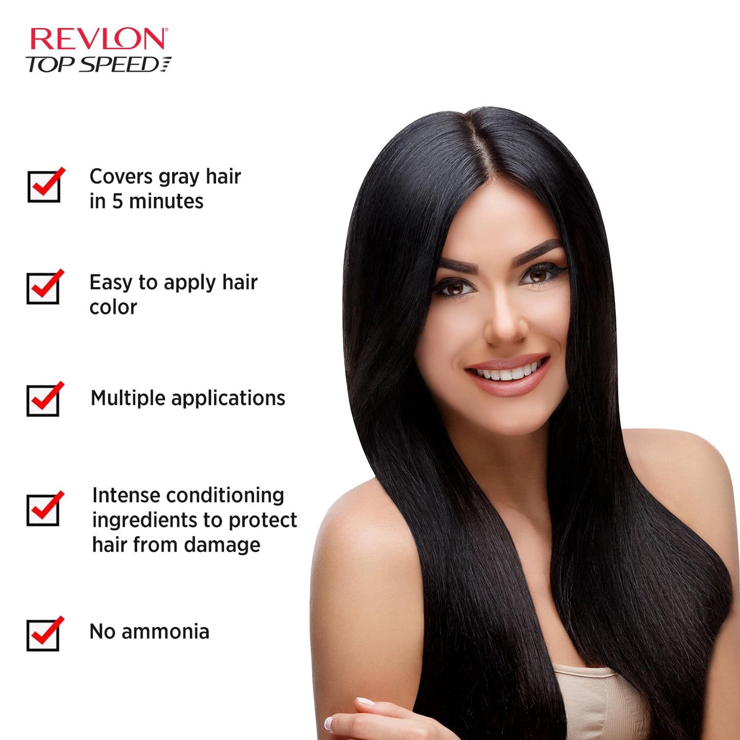 Revlon Top Speed Hair Color for Women Dark Brown | 100% Grey Coverage in just 5 Minutes | Ammonia Free, Easy Application and Intense Conditioning