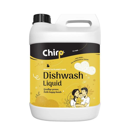 Chirp - Dishwash Liquid Gel (5Lits), Ecofriendly with Natural, Organic, Herbal, Non-toxic, Plant-based Ingredients, Gentle on Sensitive Skin