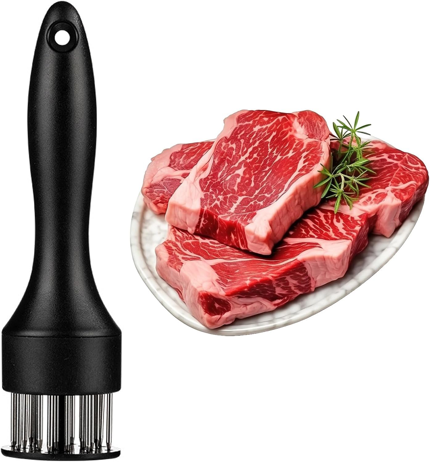 Trifecta Meat Tenderizer Tool Stainless Steel 21 Sturdy & Sharp Needle Meat Tenderizer Tool for Tenderizing Chicken Beef Steak and Pork (Black - 1)