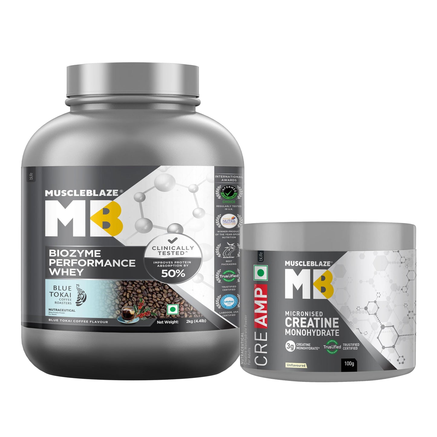 MuscleBlaze Biozyme Performance Whey Protein Powder, Rich Chocolate (1kg / 2.2lbs) | 25g Protein Per Scoop | Clinically Tested 50% Higher Protein Absorption