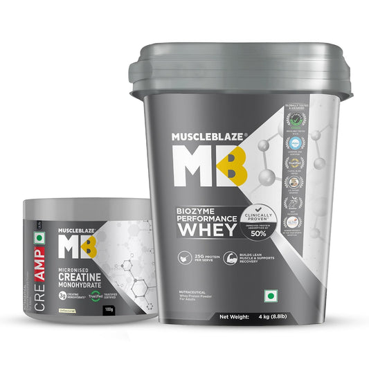 MuscleBlaze Biozyme Performance Whey Protein, 4kg + Creatine 100g