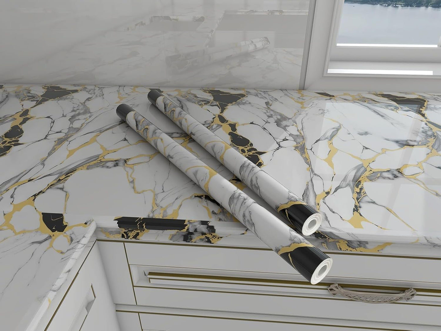 Beflix® Marble Peel and Stick Wallpaper for Home Decor, Waterproof Self-Adhesive Wall Stickers for Kitchen, Bathroom, Living Room – Wall Paper (60X200 CM) (Grey)