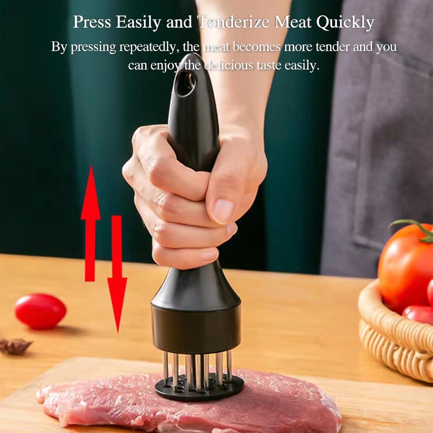 Trifecta Meat Tenderizer Tool Stainless Steel 21 Sturdy & Sharp Needle Meat Tenderizer Tool for Tenderizing Chicken Beef Steak and Pork (Black - 1)