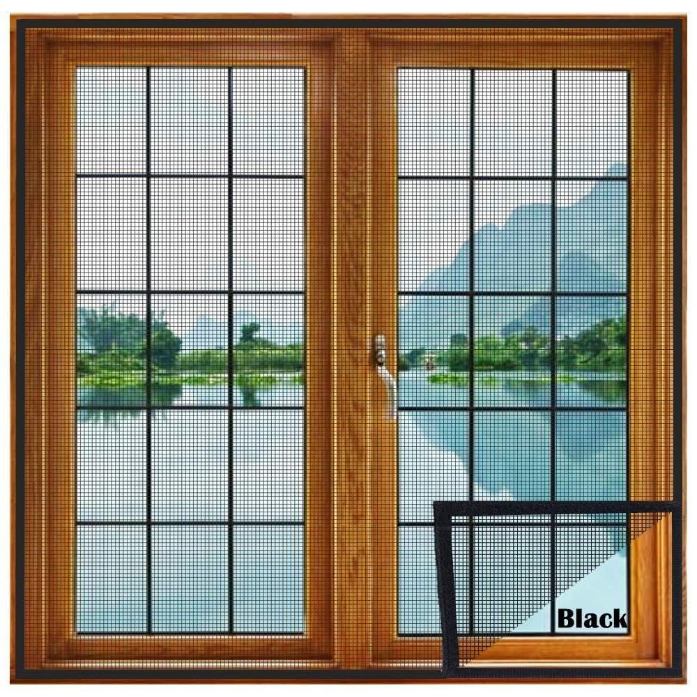Lifekrafts Standard Size Window Mosquito Net (Size-90x120cms/36x47 Inches/2.95x3.94 Feet, Color-Grey) 120 GSM Stitched Fiberglass Net with Strong Hook & Loop Adhesive Tape