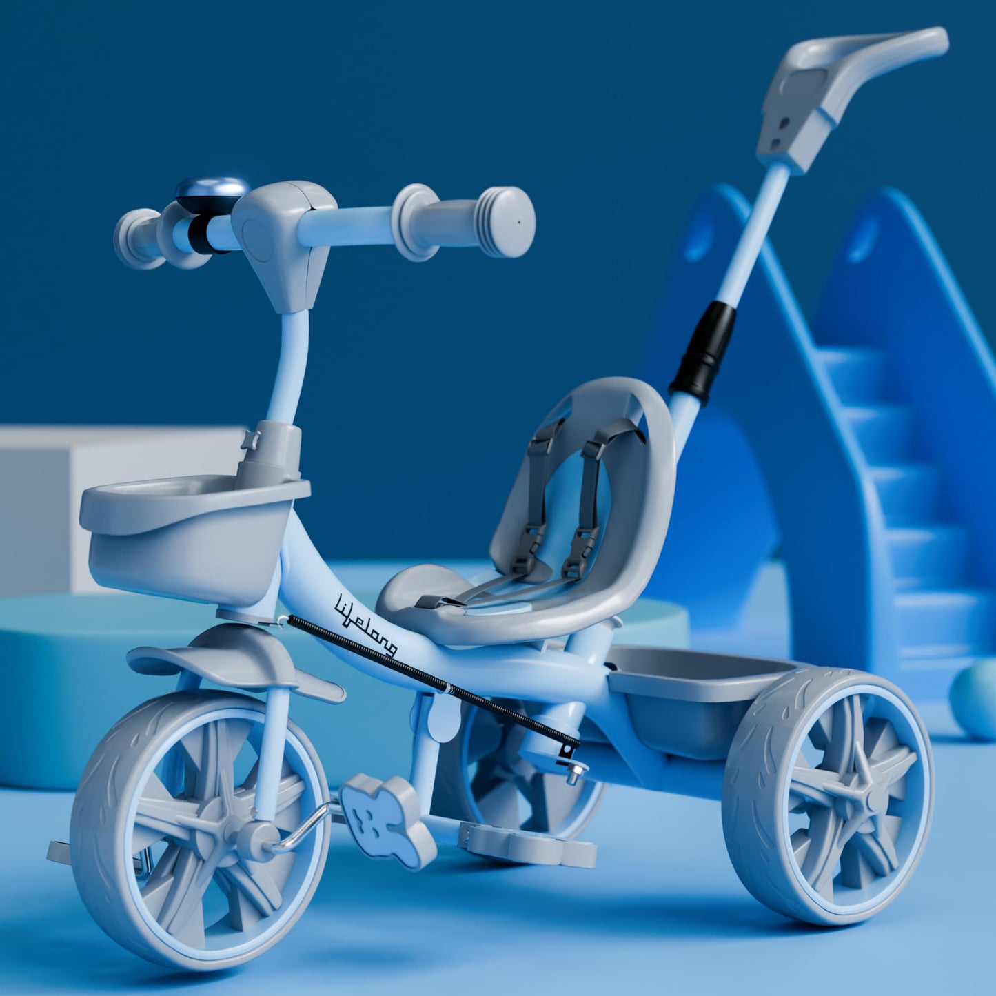 Lifelong Trike Cycle for Kids Cycle 2-5 Years - Tricycles for Boy & Girl - Baby Cycle - Bicycle for Kids - Bike with 3 EVA Wheels, Bell & Basket -Durable Tricycle with Parental Control - Springkart 