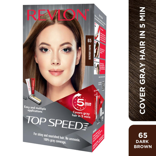 Revlon Top Speed Hair Color for Women Dark Brown | 100% Grey Coverage in just 5 Minutes | Ammonia Free, Easy Application and Intense Conditioning