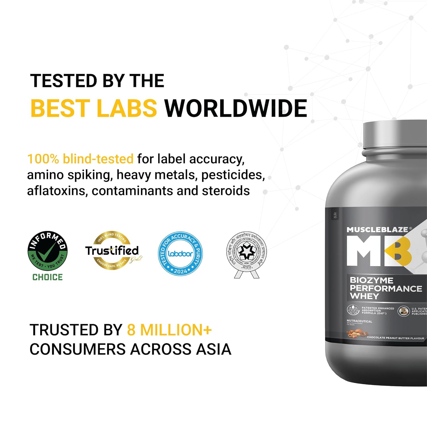 MuscleBlaze Biozyme Performance Whey Protein Powder, Chocolate Peanut Butter (2kg / 4.4lbs) | 25g Protein Per Scoop | Clinically Tested 50% Higher Protein Absorption