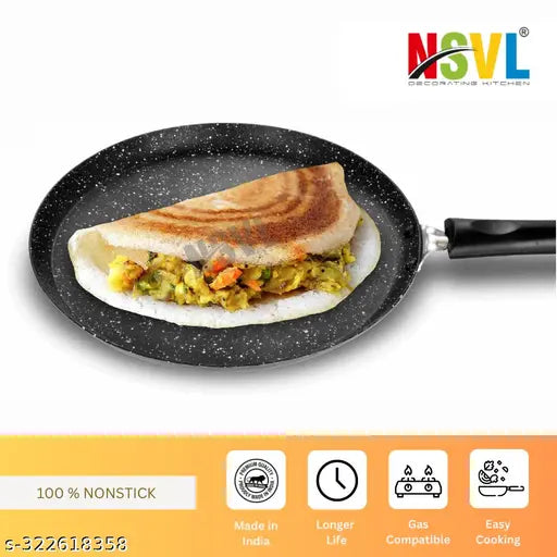 NSVL Non-Stick Dosa Tawa | Granite Finish | PFOA Free | High Temperature Resistant Exterior Coating , 2.4 mm Thickness with Triple Riveted Bakelite Handle