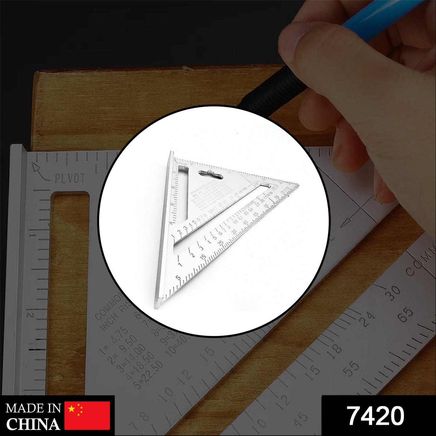 Light Weight Double Side Scale Triangle Measurement Hand Tool - Springkart 