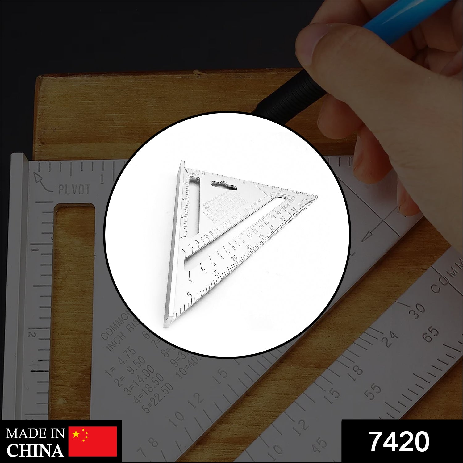 Light Weight Double Side Scale Triangle Measurement Hand Tool - Springkart 